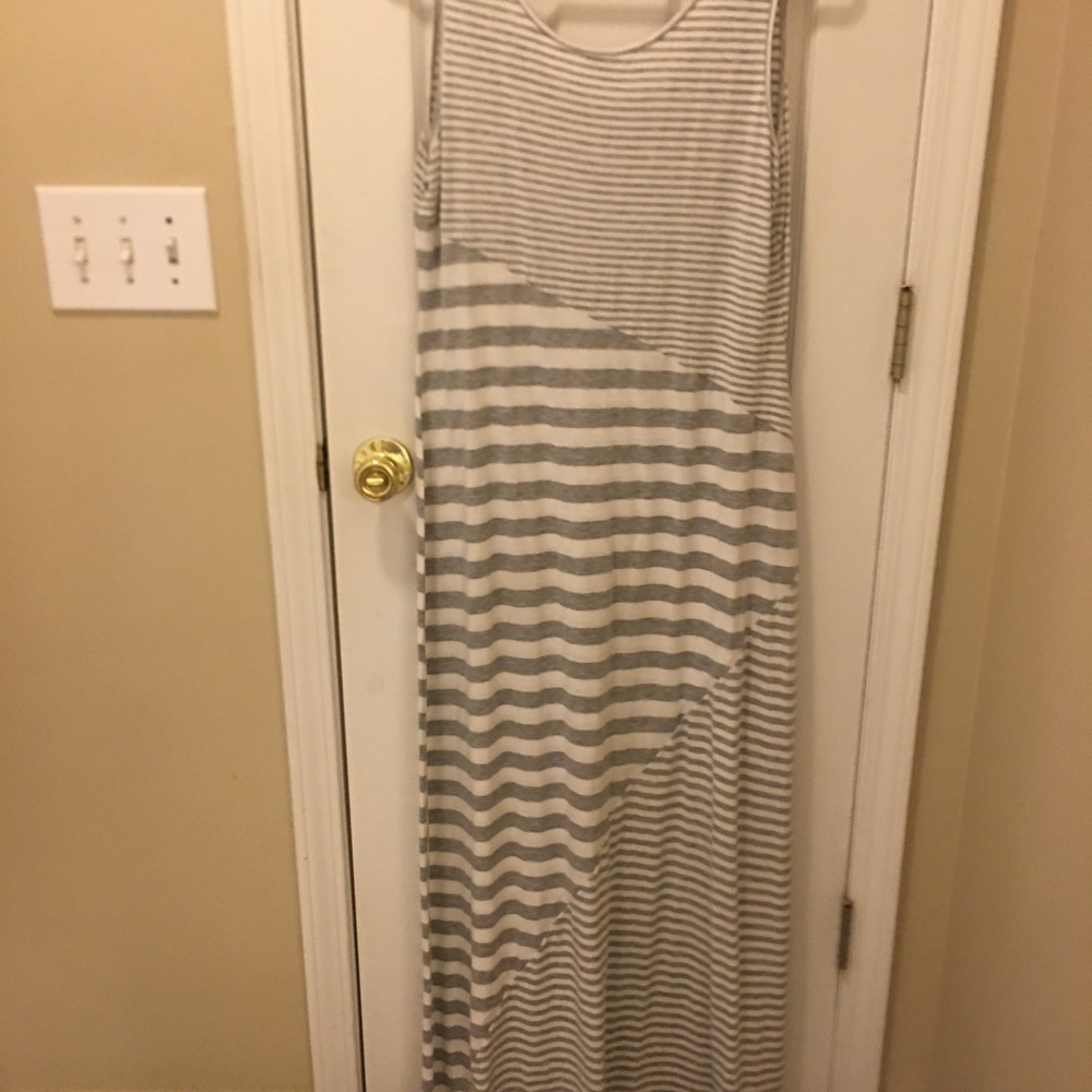 Grey Striped Maxi Dress